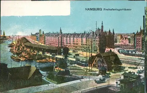 Ansichtskarte Hamburg Freihafenlagerhäuser 1910