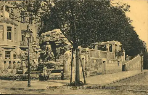 Ansichtskarte Osnabrück Herrnteichswall mit Brunnen 1911