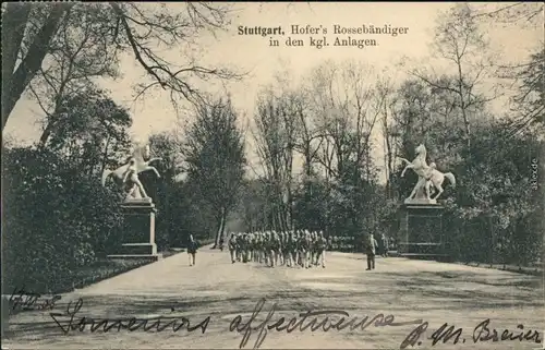 Ansichtskarte Stuttgart Hofer´s Rossebändiger in den kgl. Anlagen 1905