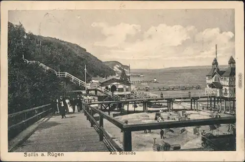 Ansichtskarte Sellin Strand, Pavillon Sebrücke  1927