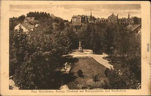 Ansichtskarte Bad Wörishofen Kneippiatorium, Kinderheim, Denkmal 1908