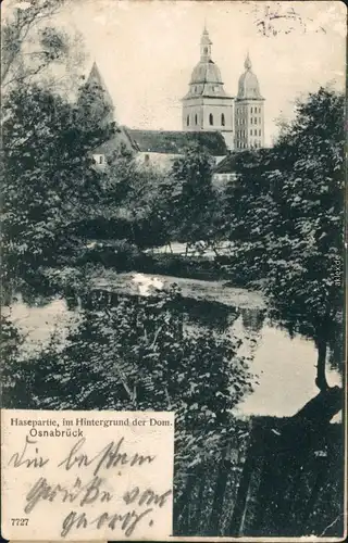 Ansichtskarte Osnabrück Dom St. Peter, Hasepartie 1907