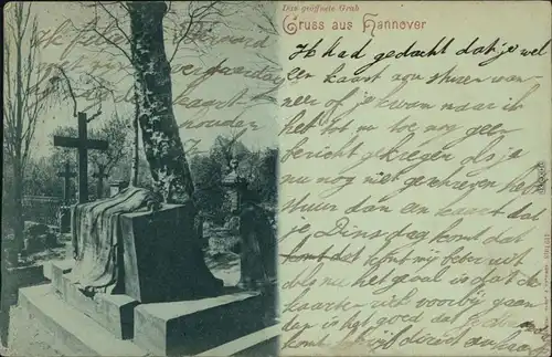 Ansichtskarte Hannover Friedhof - das geöffnete Grab Mondscheinlitho 
 1903