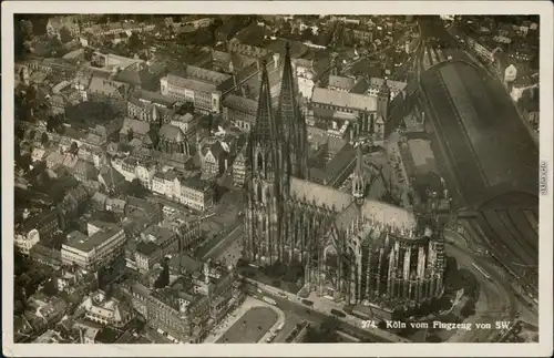 Ansichtskarte Köln Luftbild - Kölner Dom 1934