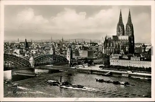 Ansichtskarte Köln Köln vom Pressaturm mit Kölner Dom, Brücke 1937