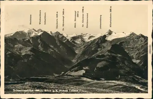 Ansichtskarte Gaal Schmittenhöhe 1968 m, Blick gegen Hohen Tauern 1939