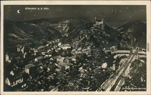 Ansichtskarte Altenahr Stadt bei Nacht - Bahnhof Sommernachts-Serie 1928 