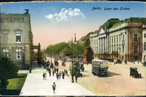 Ansichtskarte Mitte-Berlin Unter den Linden Bus 1914 