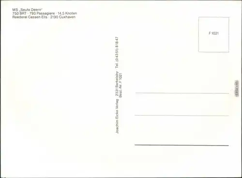 Ansichtskarte  Fähre MS "Seute Deern" 1985