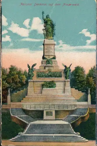 Ansichtskarte Rüdesheim (Rhein) National-Denkmal / Niederwalddenkmal 1910