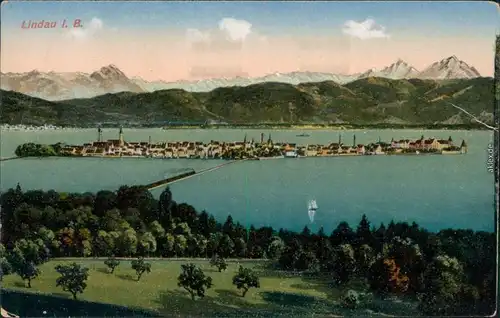 Ansichtskarte Lindau (Bodensee) Panorama-Ansicht 1920