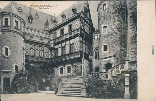 Ansichtskarte Wernigerode Schloss/Feudalmuseum - Schlosshof 1910