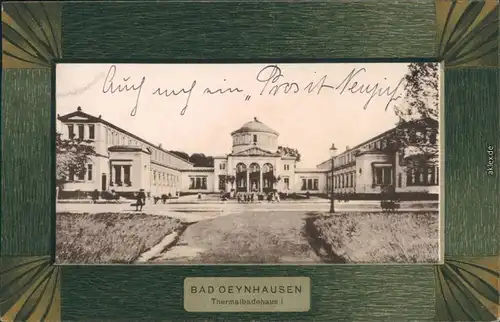 Ansichtskarte Bad Oeynhausen Partie am Thermalbadehaus 1908 Passepartout