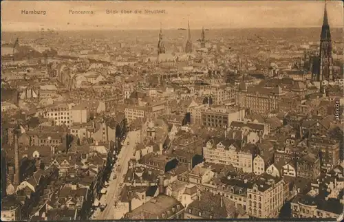 Ansichtskarte Hamburg Panorama - Blick über die Neustadt 1919