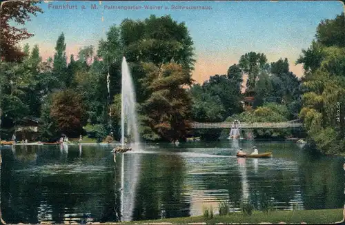 Ansichtskarte Frankfurt am Main Palmengarten-Weiher und Schweizerhaus 1911