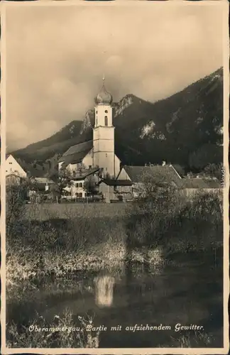 Ansichtskarte Oberammergau Kirche 1938