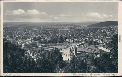 Ansichtskarte Saarbrücken Panorama-Ansicht vom Winzerberg 1936