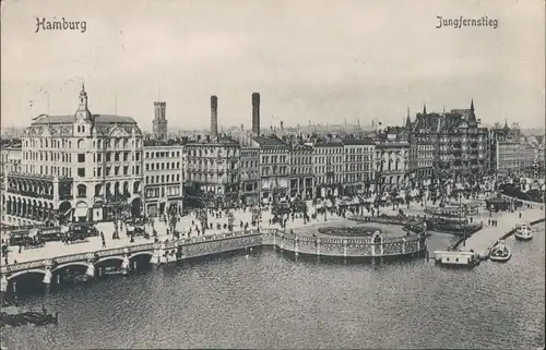 Ansichtskarte Hamburg Jungfernstieg 1906