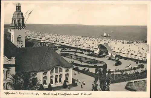 Ansichtskarte Swinemünde Świnoujście Kurhaus und Strand 1932 