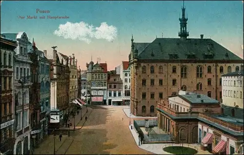 Ansichtskarte Posen Poznań Alter Markt mit Hauptwache 1916