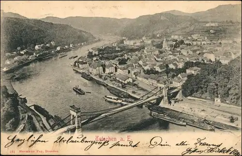 Tetschen-Bodenbach Decín Blick von der Schäferwand auf die Stadt 1903 