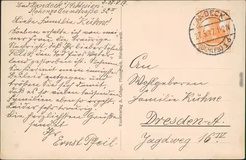 Ansichtskarte Bad Landeck Lądek-Zdrój v.d. Zeppelinhöhe 1917 