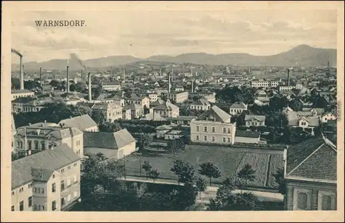 Warnsdorf Varnsdorf Nlick über die Stadt Fabriken b  Děčín Tetschen  1924