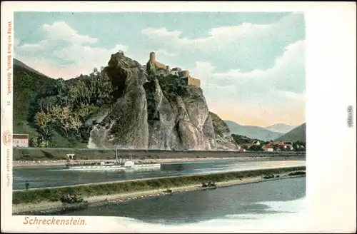 Schreckenstein  Aussig Střekov (Laben) Ústí nad Labem  Dampfer und Burg 1908