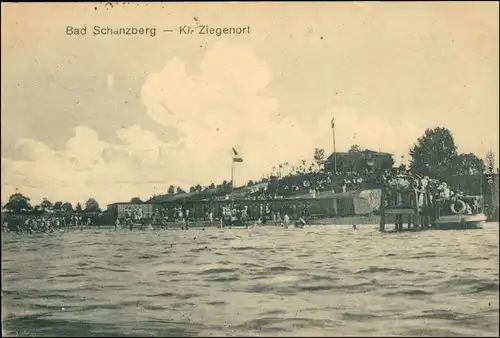 Ansichtskarte Ziegenort Trzebież Badeanstalt b Police Politz Stettin 1919