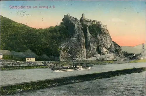 Schreckenstein Aussig Střekov (Laben) Ústí nad Labem   Dampfer - Kanal 1910