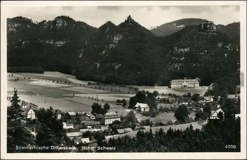Dittersbach (Böhm. Schweiz) Jetřichovice Blick auf   b Tetschen Děčín  1930