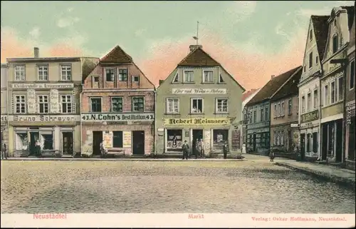 Neustädtel Nowe Miasteczko Markt - Geschäfte b Nowa Sol Neusalz 1912