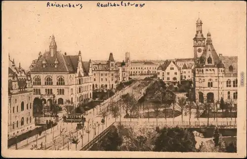 Ansichtskarte Reichenberg Liberec Realschulstrasse 1924 