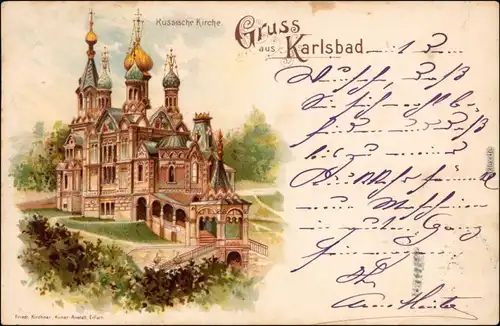 Ansichtskarte Karlsbad Karlovy Vary Litho russische Kirche 1899 