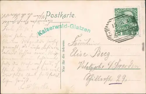 Glatzen Marienbad  Mariánské Lázně Kaiserwald, Gasthaus 3B b Ecger Cheb  1918