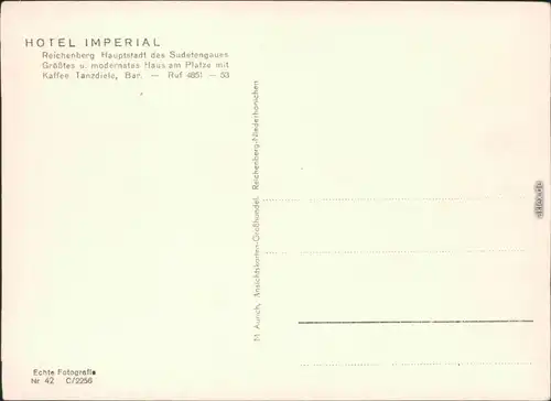 Ansichtskarte Region Reichenberg Straßenpartie am Hotel Imperial 1939 