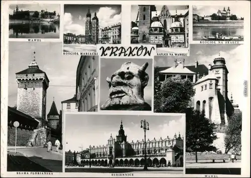 Ansichtskarte Krakau Kraków Mehrbild, Tore und Straßen 1958 