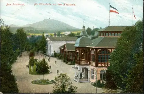 Ansichtskarte Bad Salzbrunn Szczawno-Zdrój Elisenhalle, Straßenpartie 1918 