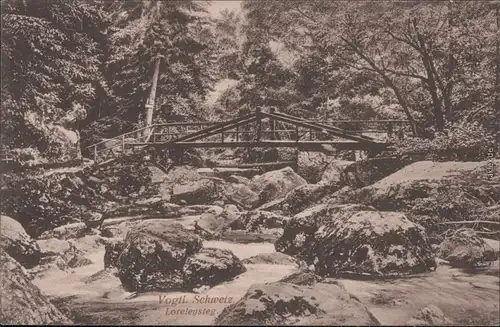 Jocketa-Pöhl Loreleysteg - Holzbrücke, Vogtländische Schweiz 1916 