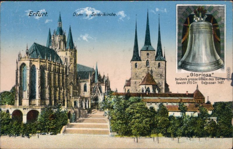 Ansichtskarte Erfurt Erfurter Dom und St Severikirche 1929 
