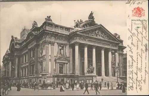 Ansichtskarte Brüssel Bruxelles Bourse/Straßenpartie vor der Börse 1905 
