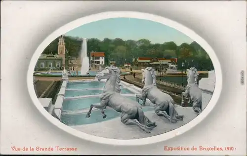 Brüssel Bruxelles Pferdegruppe - Expo Vue de la Grande Terrasse 1910 