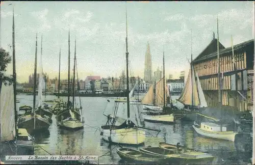 Ansichtskarte Antwerpen Anvers Le Bassin des Yachts a St. Anna 1913 