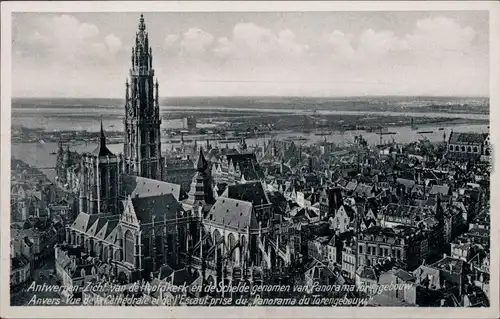 Ansichtskarte Antwerpen Anvers Blick über die Stadt zum Hafen 1932 