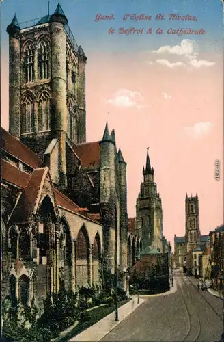 Gent Ghent (Gand) Eglise St. Martin le Beffroi/Straßenpartie an der Kirche 1915 
