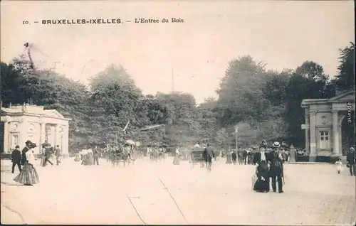 Ansichtskarte Brüssel Bruxelles Ixelles - L Entree du Bois - Belebt 1909 