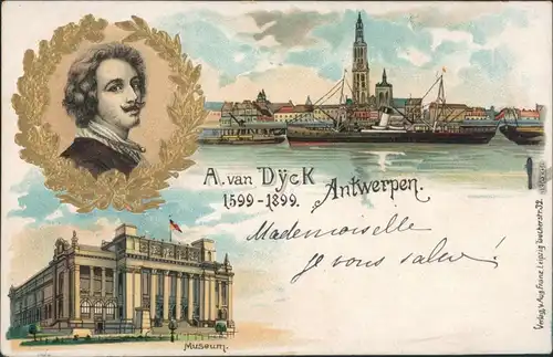 Ansichtskarte Antwerpen Anvers Hafen, Museum - A. van Dyck - Litho 1900 