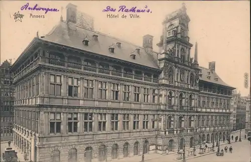 Ansichtskarte Antwerpen Anvers Hotel de Ville/Partie am Rathaus 1916 