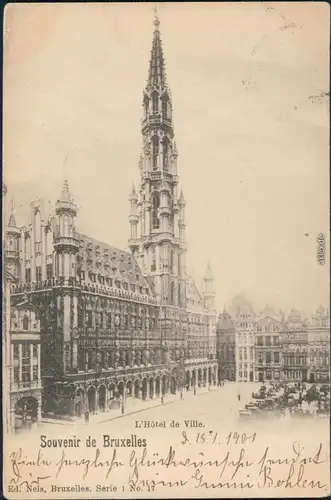 Ansichtskarte Brüssel Bruxelles Hotel der Ville/Markt, Rathaus 1901 