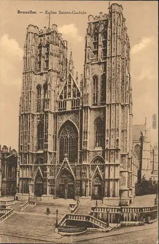 Ansichtskarte Brüssel Bruxelles Eglise Sainte Gudele - Treppen 1931 